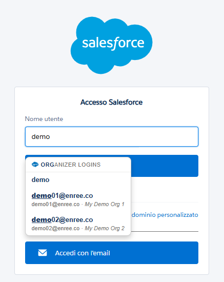 ORGanizer attached to the Salesforce login page